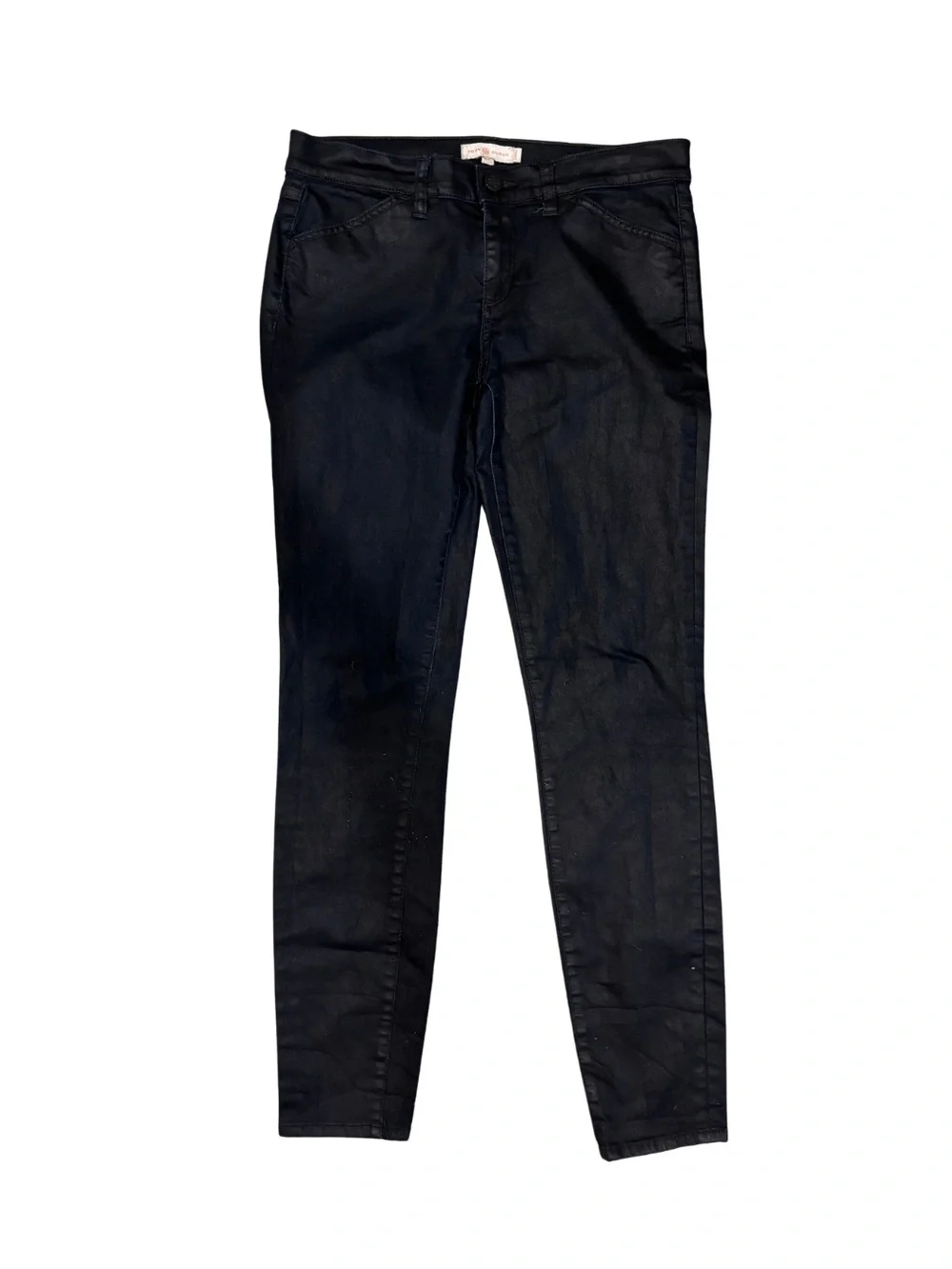 Tory Burch Black Skinny Jeans Wax Effect Coated Size 28